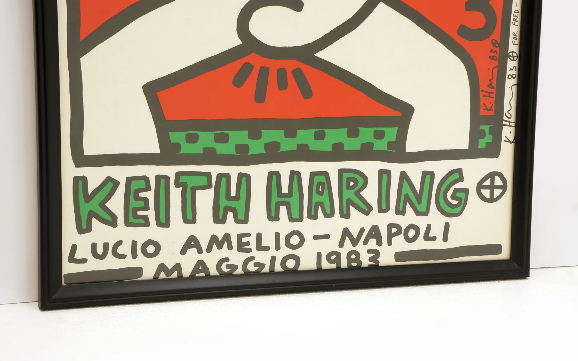 Original Keith Haring Signed Poster. Italia 83. Framed. — RETRO